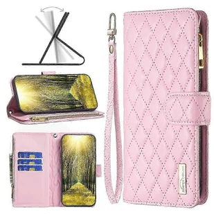 Kompatybilny z Samsung Galaxy A53 5G PU Leather Flip Folio Zipper Wallet Etui na telefon z 9 miejscami na karty Pokrowiec na pasek Różowy - Etui i futerały do telefonów - miniaturka - grafika 1