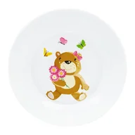 Miseczki i talerzyki dla dzieci - Talerz porcelanowy dla dzieci z misiem 19cm Eddie różowy Ambition - miniaturka - grafika 1