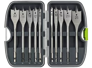 Zestaw wierteł płaskich do drewna 1/4" 6,8,10,12,14,,16,18,20,22,25 LUNA - Wiertła - miniaturka - grafika 1