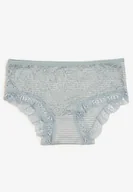 Majtki damskie - Jasnoniebieskie Bawełniane Majtki Figi z Koronką Wexne - miniaturka - grafika 1