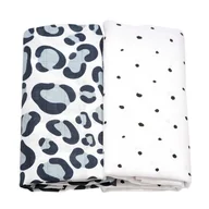 Rożki i beciki - Motherhood, Otulacze muślinowe bawełniane Premium 100x120cm 2 szt.; Ocelot niebieski - miniaturka - grafika 1