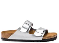Klapki i japonki damskie - Klapki damskie Birkenstock 1012283 ARIZONA BF NARROW Srebrne - miniaturka - grafika 1