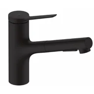Baterie kuchenne - HANSGROHE 74820670 Zesis M33 Jednouchwytowa bateria kuchenna 150, metalowa wyciągana wylewka, 2jet, Czarny Matowy - miniaturka - grafika 1