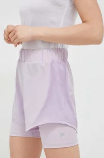 Fila szorty treningowe Revin kolor fioletowy gładkie high waist - Spodenki damskie - miniaturka - grafika 1