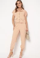 Komplety damskie - Pomarańczowy Komplet 2-częściowy z Bluzką i Spodniami Arene - miniaturka - grafika 1