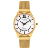 Zegarki damskie - Złoty damski zegarek z bransoletką mesh PACIFIC S6027-07 - miniaturka - grafika 1