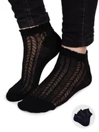 Skarpetki damskie - Skarpety dziewczęce ażurowe czarne 3PAK 31-34 YOCLUB - miniaturka - grafika 1