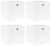 Pudła i pojemniki do przechowywania - Biały komplet składanych pudełek z tkaniny 4 szt S6-M46 - miniaturka - grafika 1