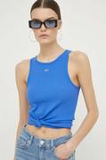 Koszulki sportowe damskie - Tommy Jeans top damski kolor niebieski - miniaturka - grafika 1