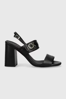 Sandały damskie - Calvin Klein sandały skórzane BLOCK HL SANDAL 85HH W/HW kolor czarny HW0HW01486 - grafika 1