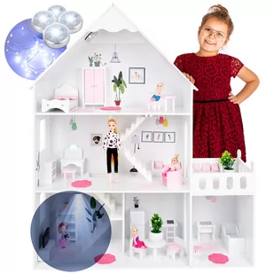 Duży Drewniany Domek Dla Lalek Kinderplay Światło - Domki dla lalek - miniaturka - grafika 1