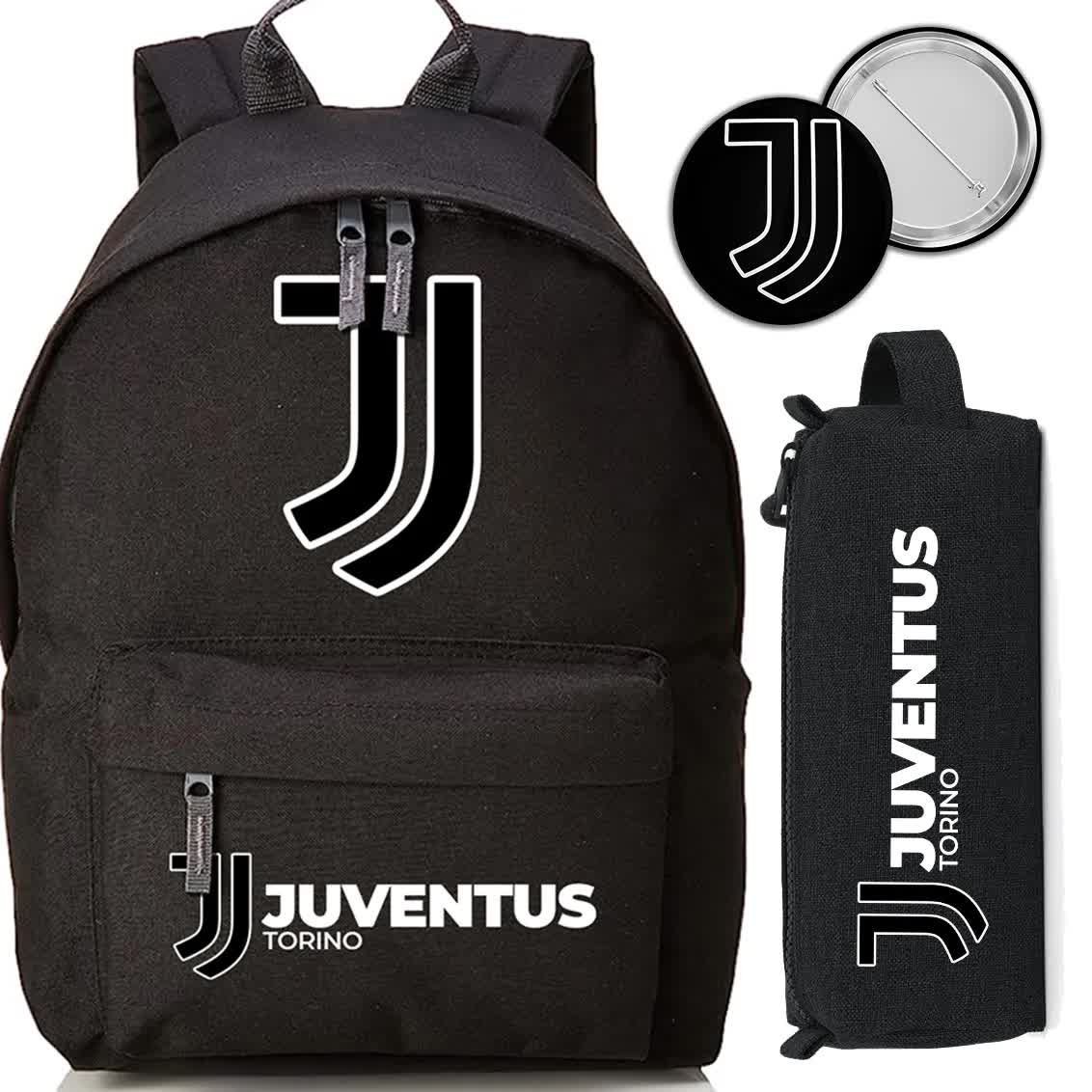 Zestaw do Szkoły Czarny Plecak + Piórnik + Pin JUVENTUS TORINO Piłka Nożna