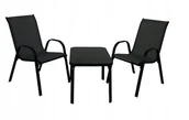 Meble ogrodowe - ZESTAW MEBLI OGRODOWYCH BALKON TARAS STÓŁ STOLIK 2x KRZESŁA MALAGA CZARNY - miniaturka - grafika 1