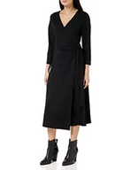 Sukienki - Tommy Hilfiger Damska sukienka do kolan REG VISC WRAP LS, czarna, 38 - miniaturka - grafika 1