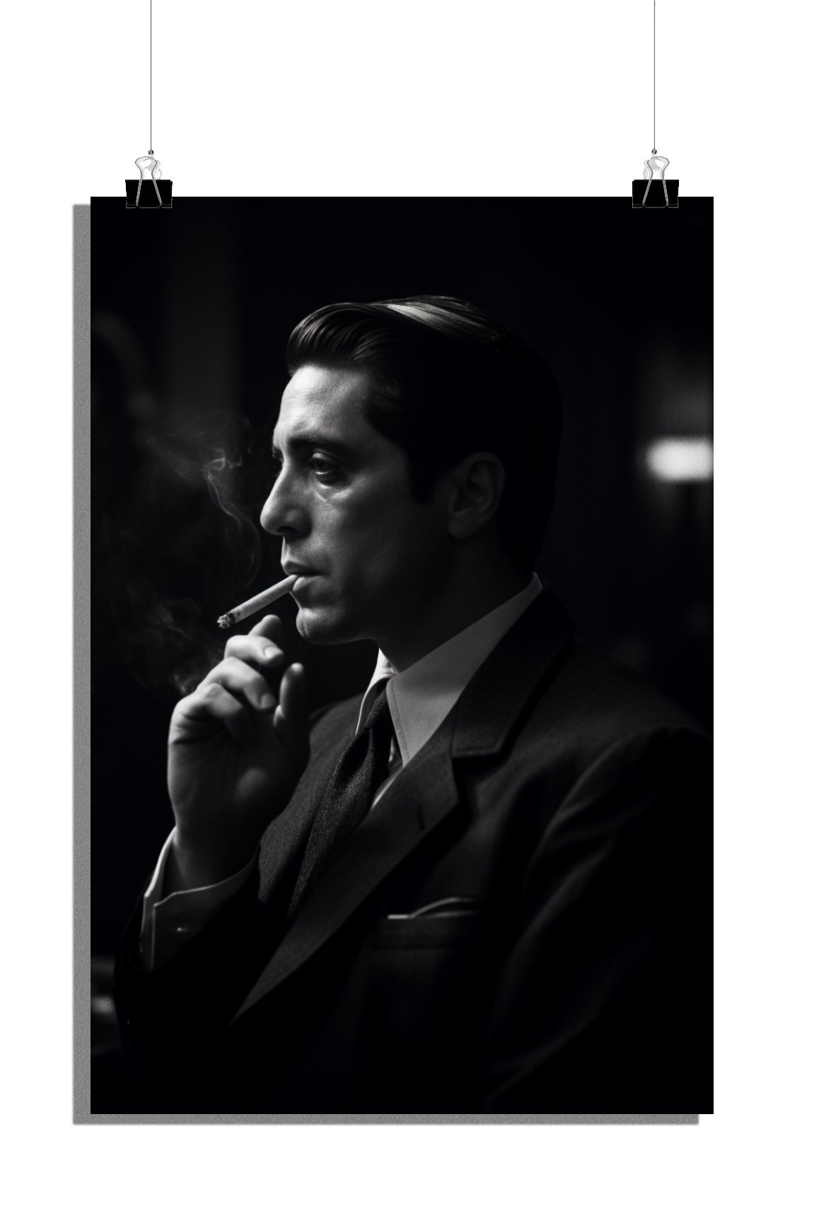 Plakat Ojciec Chrzestny - Plakat Michael Corleone - Plakat czarno-biały - Plakat filmowy - Plakat Ojciec Chrzestny - 51x71cm - Idealny do oprawienia w ramę