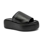 Klapki i japonki damskie - Calvin Klein Skórzane klapki FLATFORM SLIDE LTH - miniaturka - grafika 1