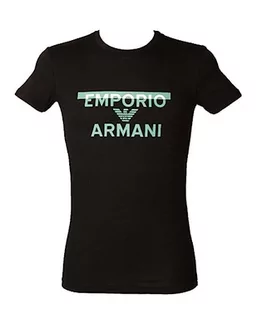 Emporio Armani Męski t-shirt męski z okrągłym dekoltem Megalogo, czarny, M - Koszulki męskie - miniaturka - grafika 1