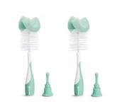 Akcesoria do karmienia - Munchkin Gąbka i szczotki do butelek dla niemowląt 2 w 1 do czyszczenia, szczotka do czyszczenia butelek i zestaw szczotek do butelek z wodą, miękkie i wielokrotnego użytku, z wbudowaną szczotką do - miniaturka - grafika 1