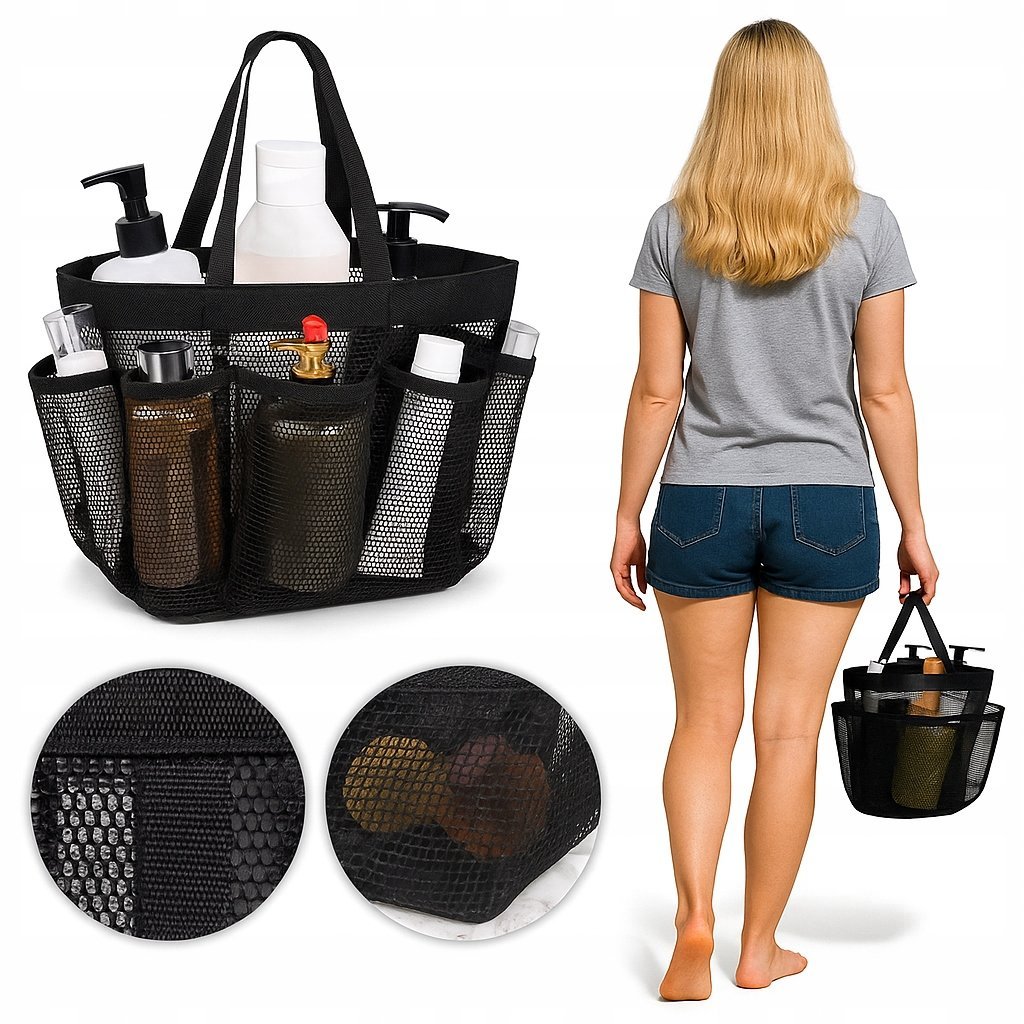 TORBA PLAŻOWA Z SIATKI - WIELE KIIESZENI - ODPORNA NA PIASEK TORBY PLAŻOWE