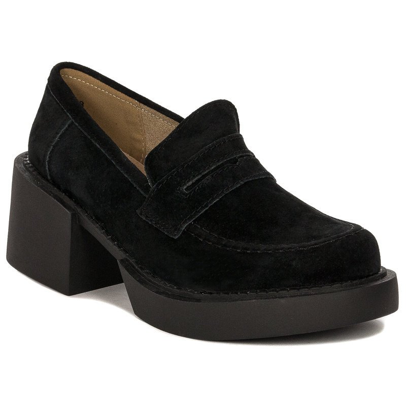 Filippo Półbuty damskie skórzane na platformie i obcasie czarne-39