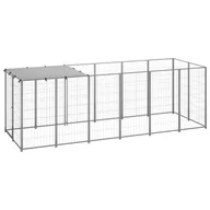 Budy dla psów - shumee Kojec dla psa srebrny 330x110x110 cm stalowy - miniaturka - grafika 1