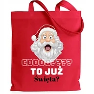 Torby i wózki na zakupy - TORBA BAWEŁNIANA SHOPER ŚWIĄTECZNY PREZENT CZERWONA COOOO TO JUŻ ŚWIĘTA WZ - miniaturka - grafika 1