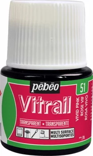 PEBEO VITRAIL FARBY DO SZKŁA 45ML VIVID PINK - Farby i media malarskie - miniaturka - grafika 1