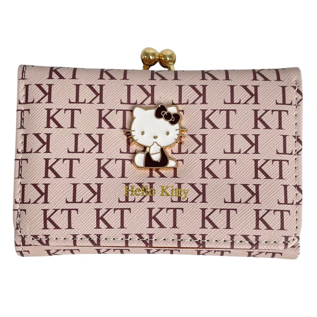 Portfel Rozkładany Na Zatrzask Beżowo Brązowy Hello Kitty