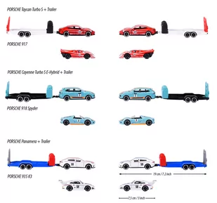 Majorette, pojazd Porsche Cayenne Turbo S E-Hybrid z przyczepką + Porsche 918 Spyder - Samochody i pojazdy dla dzieci - miniaturka - grafika 1