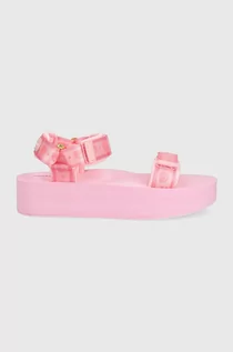 Sandały damskie - Chiara Ferragni Chiara Ferragni sandały damskie kolor różowy na platformie - grafika 1