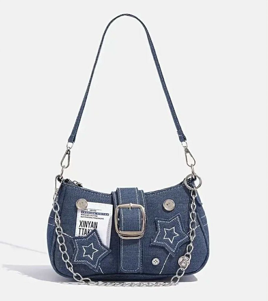 Torebka W Stylu Y2K Torba Niebieska Gwiazdki Gwiazdy Prezent Streetwear