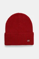 Czapki damskie - Calvin Klein czapka wełniana kolor czerwony wełniana K60K612592 - miniaturka - grafika 1