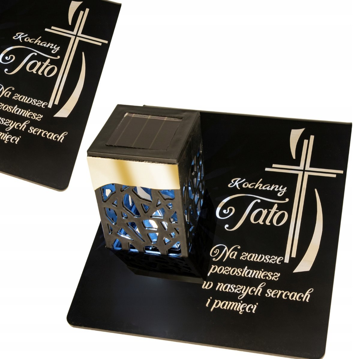 ZNICZ SOLARNY WIECZNA LATARENKA LED STATUETKA GRÓB LAMPKA DLA TATY GRAWER