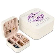 Etui na dokumenty i karty - GIFTSFARM Pudełko na biżuterię, małe etui na biżuterię dla fanów Taylora, prezenty Taylor, przenośne etui na biżuterię z fioletową kulką dyskotekową na bransoletkę, naszyjnik, pierścionek, organizer - miniaturka - grafika 1