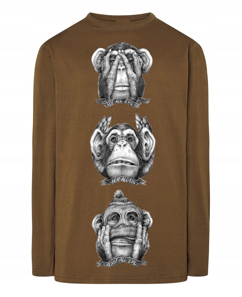 Longsleeve męski nadruk Małpa Rozm.S