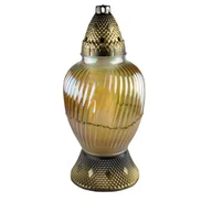 Lampiony i znicze - Znicz szklany prążki Z 29,5 cm żółty - miniaturka - grafika 1