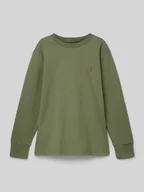 Koszulki dla chłopców - Bluzka z długim rękawem, okrągłym dekoltem i wyhaftowanym logo - miniaturka - grafika 1