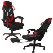 Fotele gamingowe - Fotel GAME-PRO - gamingowy gracza obrotowy biurowy z podnóżkiem - czerwony - miniaturka - grafika 1