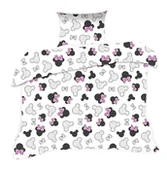 Pościel dla dzieci - Pościel 90x120 myszka biała czarna różowe kokardki Kids z poszewką 40x60 - miniaturka - grafika 1