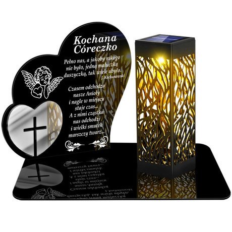 ZNICZ SOLARNY LED WIECZNY PODSTAWKA NA CMENTARZ GRÓB lampka Serce 3D DLA CÓRKI