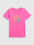 Koszulki i topy damskie - 4F T-shirt regular z nadrukiem damski - różowy XXL - miniaturka - grafika 1