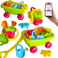 Zabawki do piasku - ZABAWKI OGRODOWE DO PIASKOWNICY WÓZEK TACZKA WÓZECZEK FOREMKI ŁOPATKA ZESTAW DO PIASKU PREZENT DLA DZIECI + EBOOK - miniaturka - grafika 1