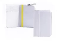 Portfele - NAVA DESIGN - Pionowy uchwyt na karty kredytowe z 4 DC i portfelem na monetki, ekranowanie RFID i zamek błyskawiczny, kolor biały/limonkowy - wymiary 12 x 8 cm - miniaturka - grafika 1