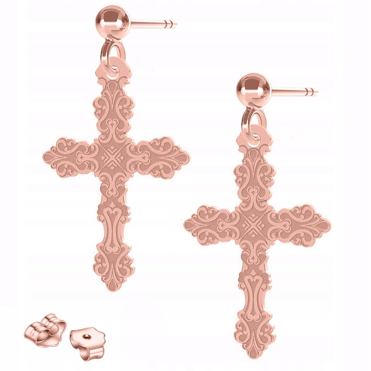 Kolczyki Pozłacane Ozdobne Krzyże Krzyżyki Cross Krzyż Krzyżyk SREBRO 925