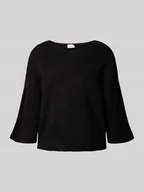 Swetry damskie - Sweter z dzianiny z szerokimi rękawami - miniaturka - grafika 1