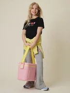 Koszulki dla dziewczynek - 4F T-shirt regular z nadrukiem dziewczęcy - czarny 164 (13-14 lat) - miniaturka - grafika 1