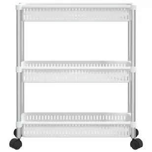 Lumarko Wózek do przechowywania z 3 półkami, srebrno-biały, aluminiowy - Półki do salonu - miniaturka - grafika 4