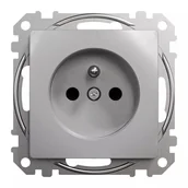 Gniazdka elektryczne - Gniazdo pojedyncze z uziemieniem Schneider Sedna Design SDD113012 z przesłonami zaciski bezgwintowe srebrne aluminium Design  Elements - miniaturka - grafika 1