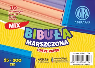 ASTRA art-pap Bibuła marszczona ASTRA 25x200 cm mix 10 kolorów pastelowych - ASTRA art-pap - Szkolne artykuły papiernicze - miniaturka - grafika 1