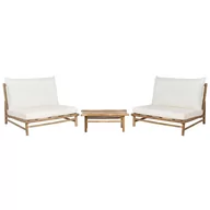 Meble ogrodowe - Zestaw bambusowy 2-osobowy jasne drewno z białym TODI - miniaturka - grafika 1